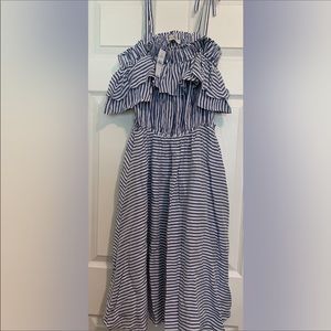 Ann Taylor Loft blue striped ruffle dress
